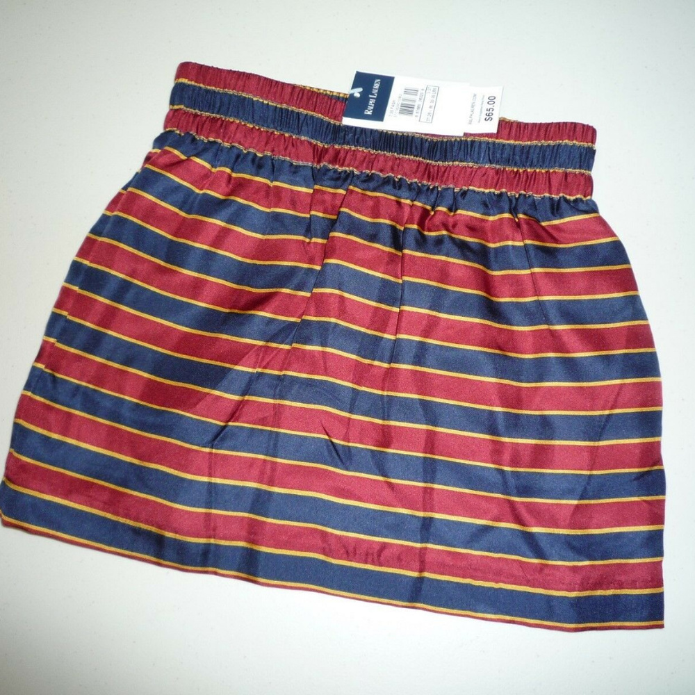 NWT Ralph Lauren Girl 100% Silk Striped Skirts